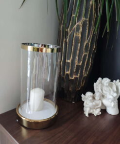 Keramikinė žvakidė su stiklu (auksas) interjere 2